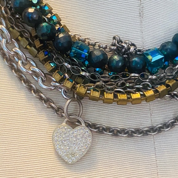 FNA Sterling Silver Multi Strand Crystal Necklace - Picture 7 of 13